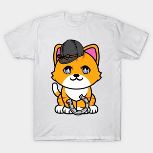 Funny orange cat is ready to ride a horse T-Shirt